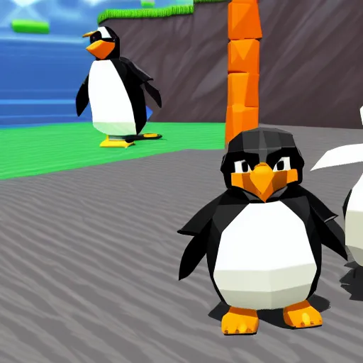 Image similar to danny devito punching penguins, nintendo 6 4 screenshot, low poly, aliased