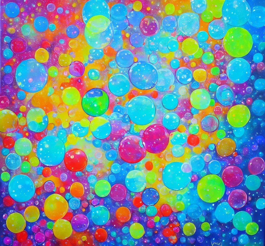 Prompt: painting on canvas, bubbles, bubble, watedrops, waterdroplets, acrylicpainting, acrylicpouring, painting, influencer