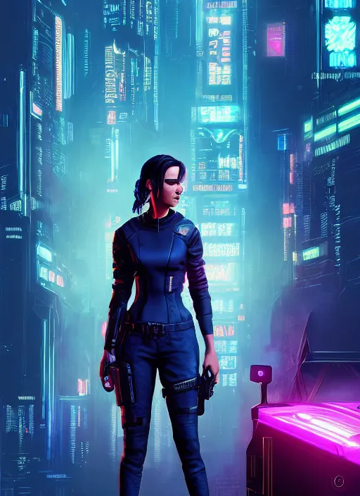 Image similar to Selina. Hacker infiltrating corporate mainframe. Cyberpunk 2077, blade runner 2049, shadowrun, matrix Concept art by James Gurney, greg rutkowski, and Alphonso Mucha. Vivid color scheme.