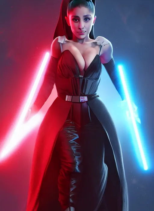 Prompt: Ariana Grande as an evil Sith lord trained by Darth Vader. Star Wars, artstation, Octane Render, 8K resolution, photo realism character art by Artgerm