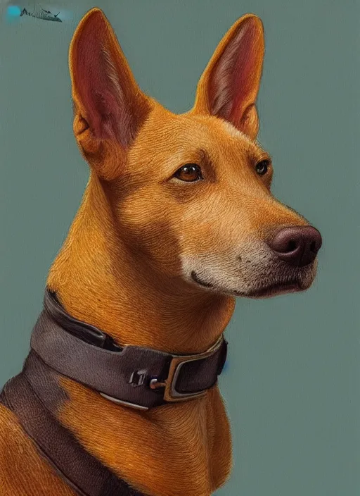 Image similar to portrait of a Carolina dog, highly detailed, centered, solid color background, digital painting, artstation, concept art, smooth, sharp focus, illustration, artgerm, donato giancola, Joseph Christian Leyendecker, Les Edwards, Ed Repka, WLOP