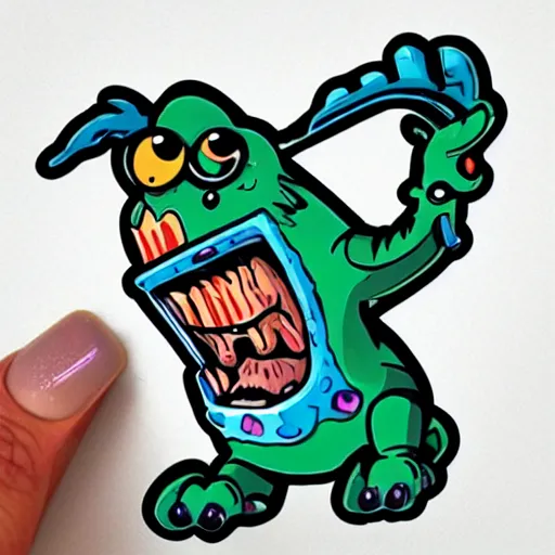 Image similar to cute monster skateboarding, sticker art, cronobreaker, graffiti, skateboard art, beeple, @ cronobreak on twitter. com,