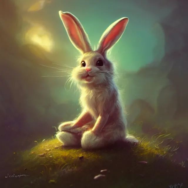 Prompt: cute anthropomorphic animated bunny in the real world, perfect face, cinematic, elegant, highly detailed, psychedelic, digital painting, artstation, smooth, hard focus, illustration, art by jessica rossier and and brian froud