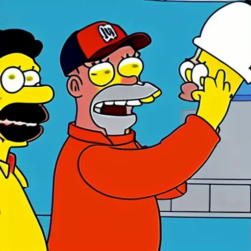 Image similar to ice cube and homer simpson talking