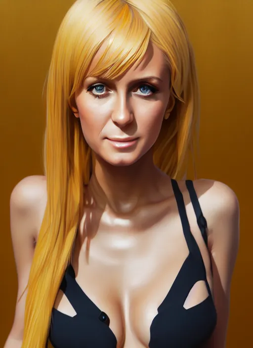 Image similar to paris whitney hilton, evangelion, au naturel, hyper detailed, digital art, trending in artstation, cinematic lighting, studio quality, smooth render, frostbite 3 engine rendered, art style by klimt and nixeu and ian sprigger and wlop and krenz cushart