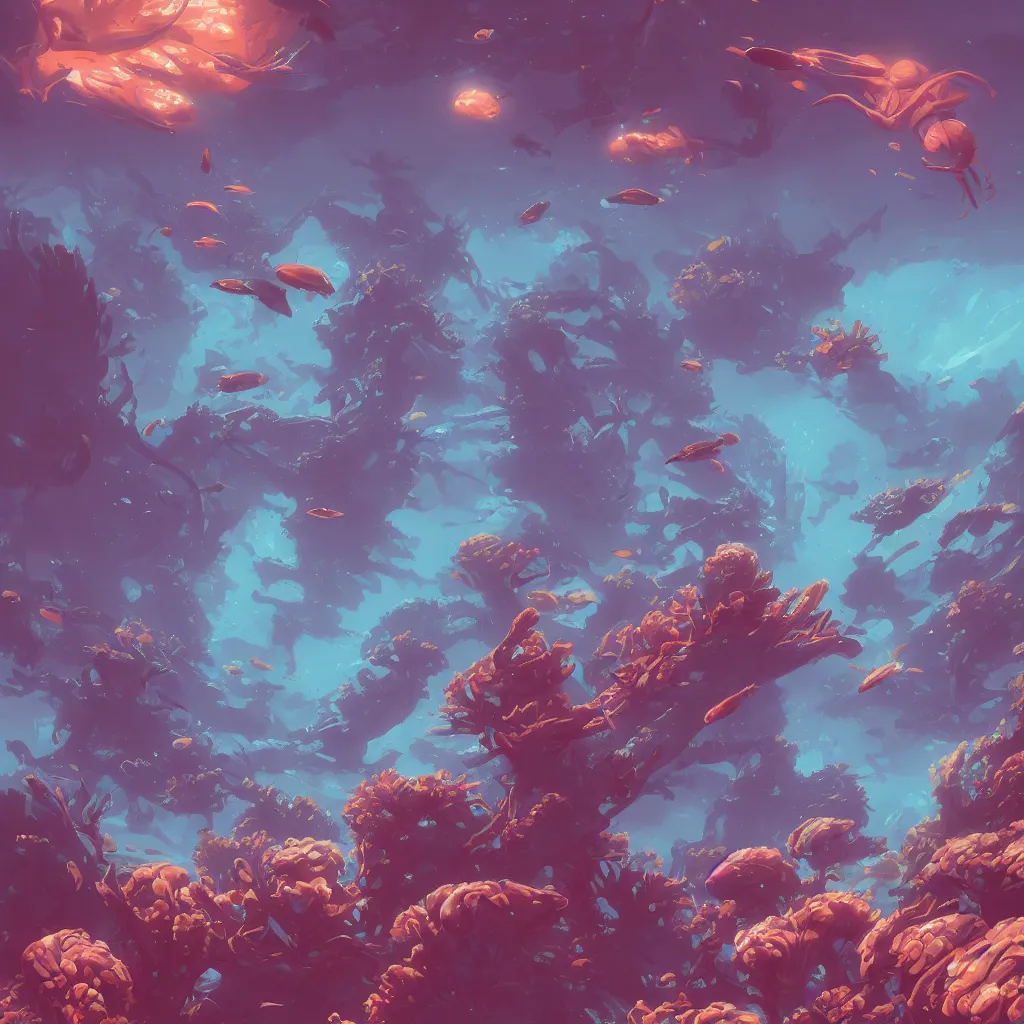 Image similar to alien underwater background stylized, corals, official fanart behance hd artstation by jesper ejsing, by rhads, makoto shinkai and lois van baarle, ilya kuvshinov, ossdraws, by feng zhu and loish and laurie greasley, victo ngai, andreas rocha, john harris