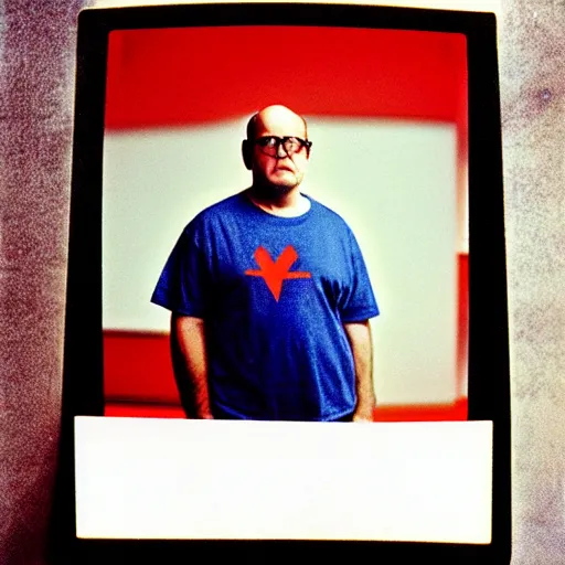 Image similar to polaroid george costanza wearing a hammer and sickle graphic tee, 1 9 9 0 s, colored, by nan goldin