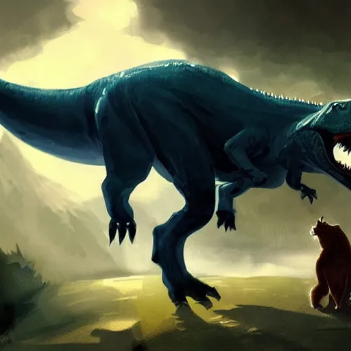 Image similar to a dinosaur fused with a cat by greg rutkowski