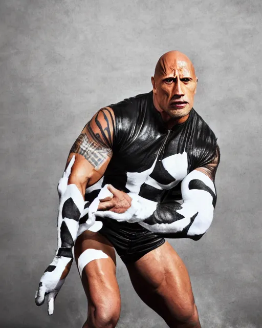 Image similar to dwayne johnson as a mime. photographic, photography