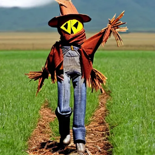 Image similar to a scarecrow doing a catwalk