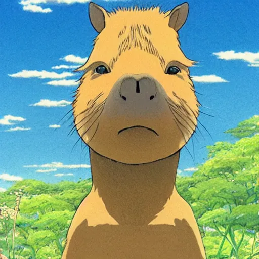 Prompt: a beautiful illustration of a capybara by studio ghibli, anime