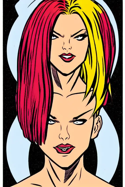 Prompt: woman in the style of 9 0 s comic book art,, single head, no double head,