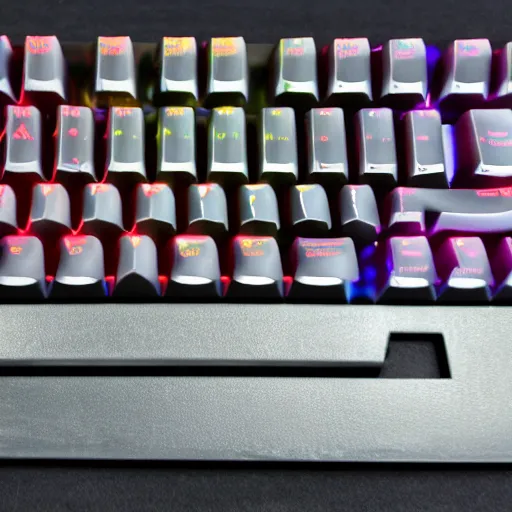 Prompt: Atari ST gamer mechanical keyboard, high quality photo