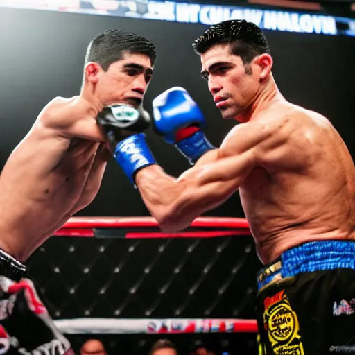 Image similar to chito vera knocks out dominick cruz via headkick, by annie leibovitz and steve mccurry, natural light, detailed face, canon eos c 3 0 0, ƒ 1. 8, 3 5 mm, 8 k, medium - format print