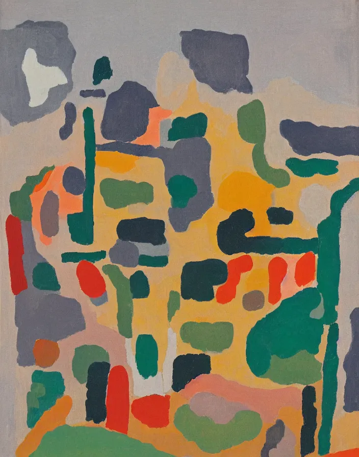 Image similar to a portrait of a character in a scenic environment by Etel Adnan