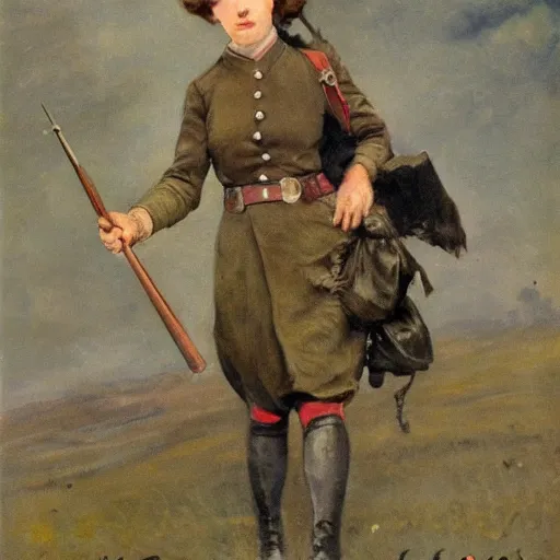 Image similar to ww 1 action heroine by alfred stevens