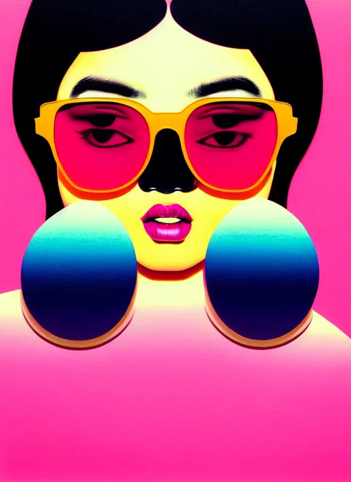 Image similar to cute girl with shades by shusei nagaoka, kaws, david rudnick, airbrush on canvas, pastell colours, cell shaded, 8 k