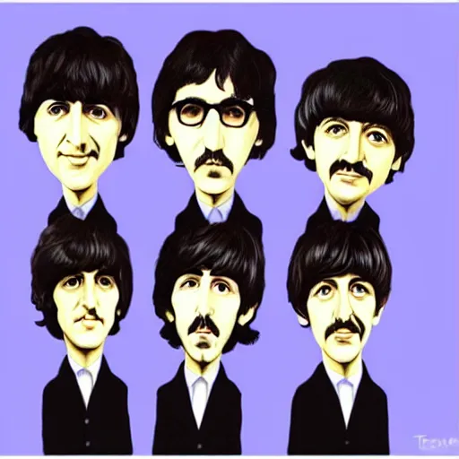 Image similar to the beatles drawn by tim burton