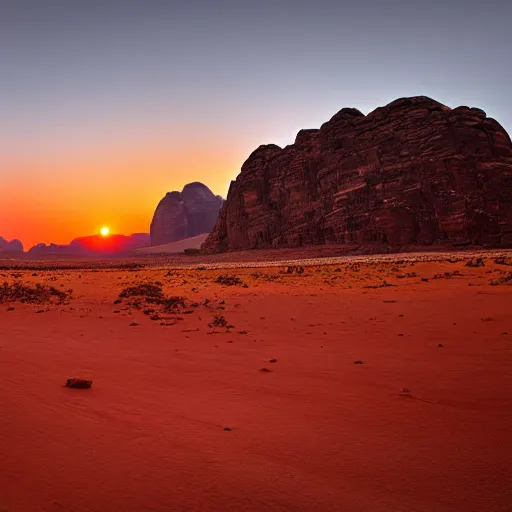 Image similar to sunset in the wadi rum desert, national geographic