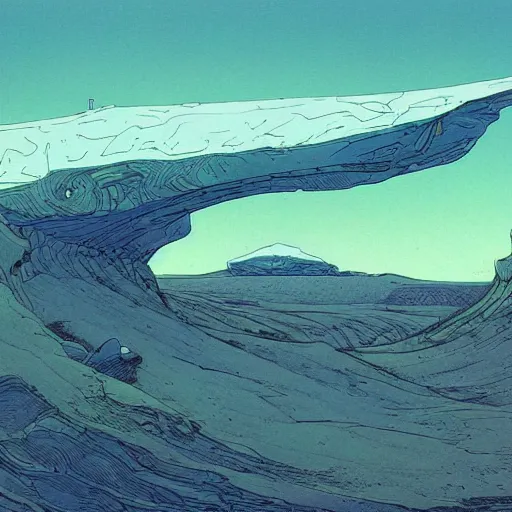 Image similar to an alien landscape by Moebius