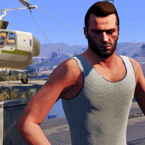 Prompt: gigachad in grand theft auto v