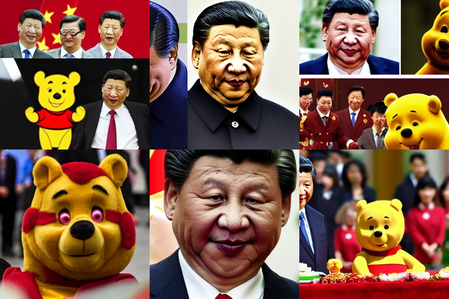 Prompt: Xi Jinping with makeup of Winnie the Pooh