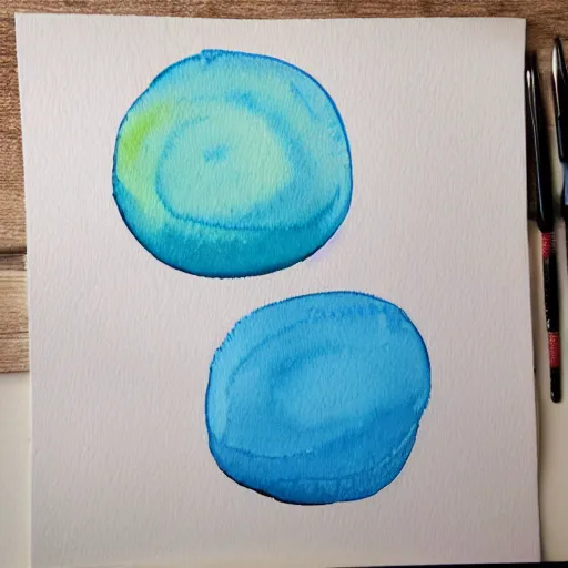 Image similar to interlocking aqua blue blobs, watercolor pen drawing