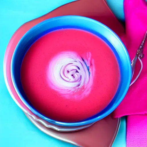 Image similar to a cyan and pink soup.