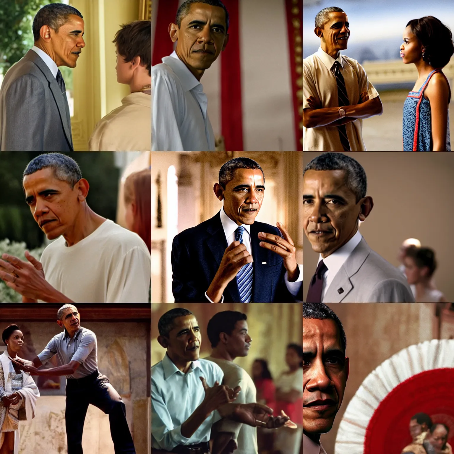 Prompt: Movie still of Barack Obama in Romeo + Juliet