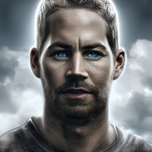 Image similar to paul walker is warching the earth from heaven, amazing digital art, highly detailed, trending on artstation