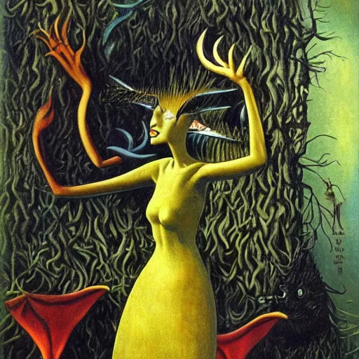 Image similar to a weird surreal and whimsical creature, fantasy concept art by max ernst and dorothea tanning