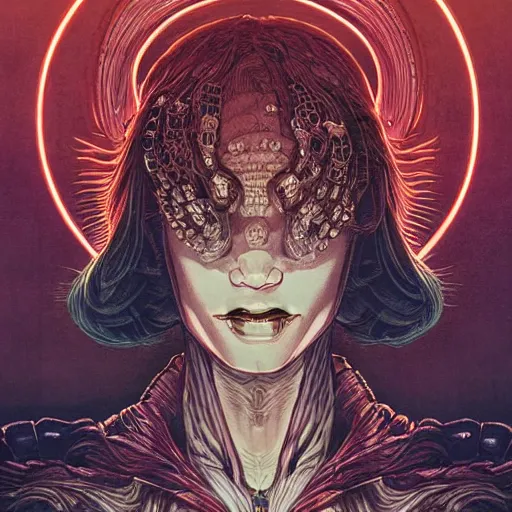 Prompt: portrait of crazy rachael blade runner, symmetrical, by yoichi hatakenaka, masamune shirow, josan gonzales and dan mumford, ayami kojima, takato yamamoto, barclay shaw, karol bak, yukito kishiro