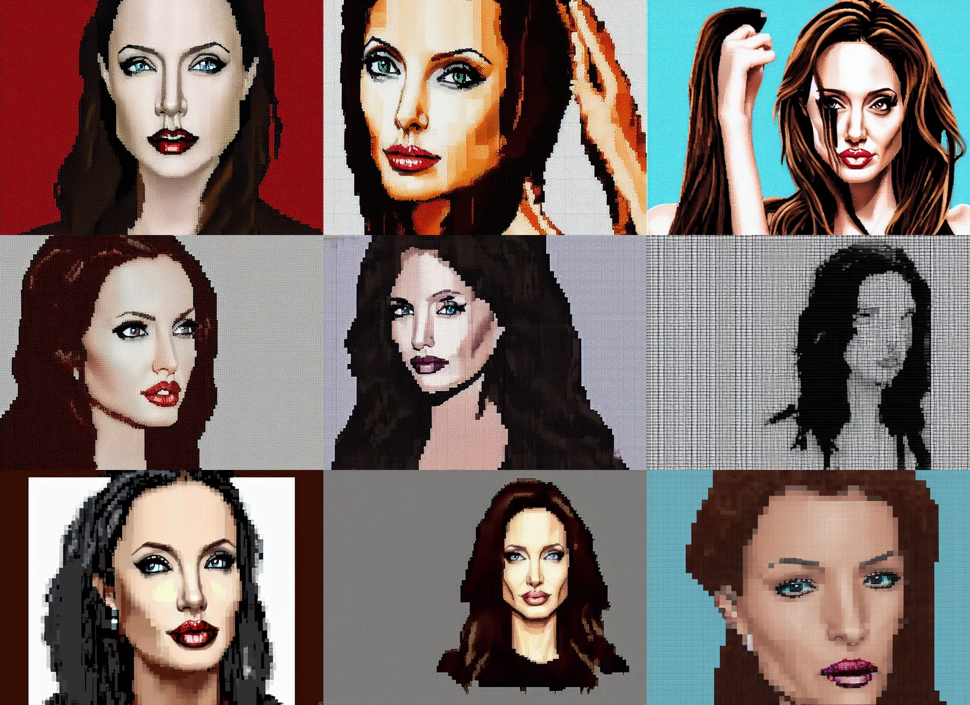 Prompt: Angeline Jolie, Pixel Art