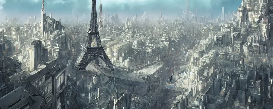 Image similar to a beautiful detailed futuristic paris, matte painting, cinematic landscape by studio ghibli,, artstation