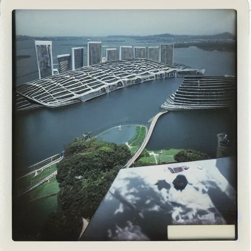 Image similar to polaroid photo of marina bay sands