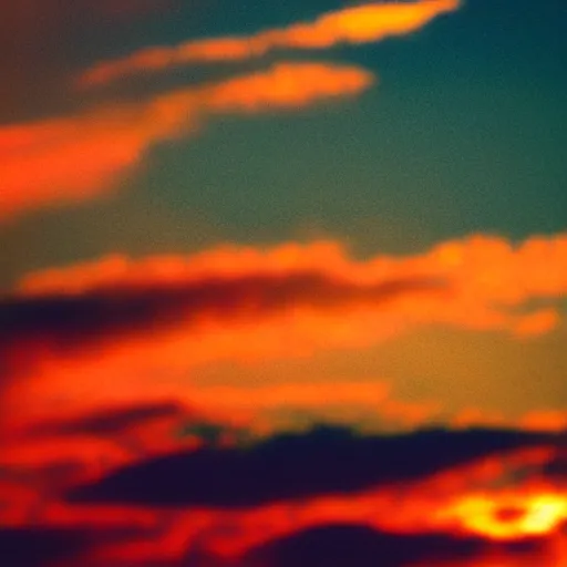 Image similar to Close-up realistic shot of a radiant white dove flying over the clouds at sunset, ethereal, vintage photograph, film grain, surreal, awe-inspiring, highly detailed, teal and orange color scheme