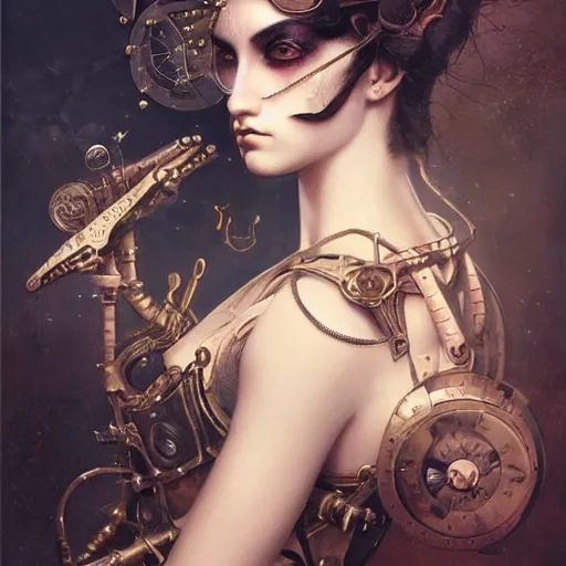 Image similar to tom bagshaw, curiosities carnival, soft paint of a single beautiful kawai catgirl in a full steampunk armor, symmetry accurate features, focus, very intricate ultrafine details, award winning masterpiece