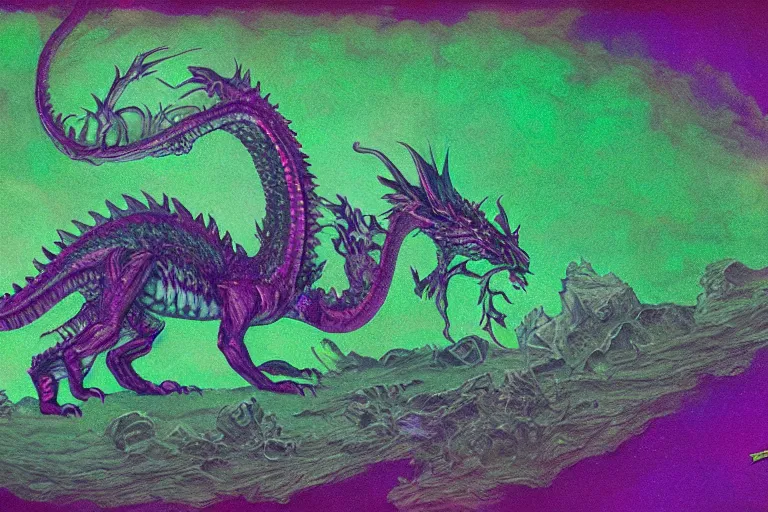 Prompt: emerald dragon wyrmling yawned by the growl, art by brian lee durfee, trending on artstation, dramatic violet and purple lighting microscopic view gigapixel, ambrotype, in the silver hour, hdr, historicism