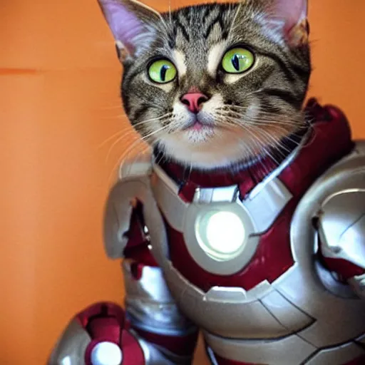 Prompt: cat in iron man armour