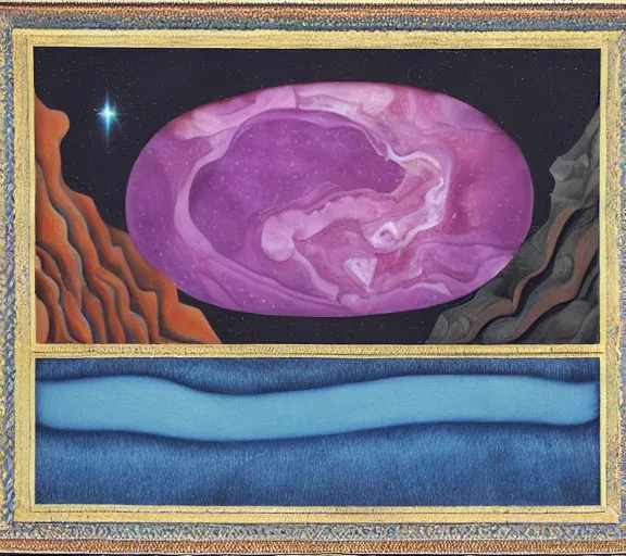 Image similar to a river of bodies and nebula and jewels, by Georgia O keeffe