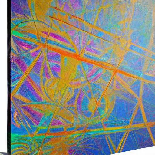 Image similar to elysium mothership retribution sacred geometry canvas carefully structured abstract expressionism painting overdue for being hung on a wall in a modern magical museum world painting on canvas by Eeee Aaa (2041)