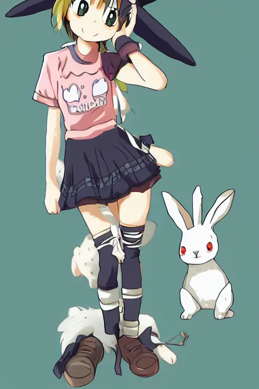 Image similar to Tonemapped cheerful Anime girl with bunny hat in the style of Makoto Shinkai and Yun Kōga