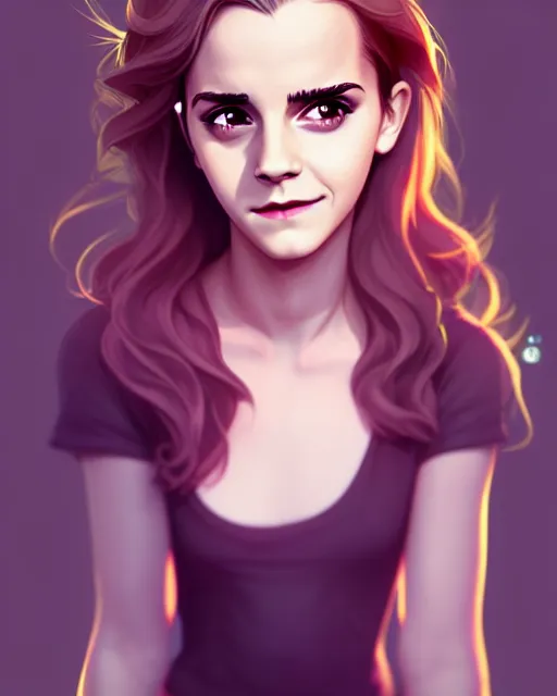 Prompt: beautiful full body Emma Watson smiling, art by lois van baarle and loish and ross tran and rossdraws and sam yang and samdoesarts and artgerm, digital art, highly detailed, intricate, sharp focus, Trending on Artstation HQ, deviantart, unreal engine 5, 4K UHD image