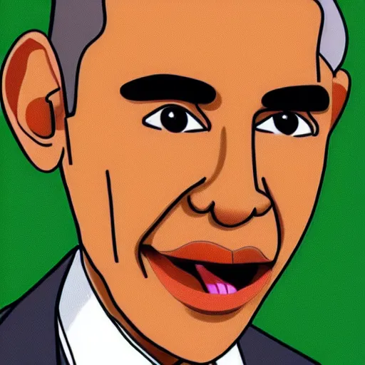 Prompt: Barack Obama, in Rick and Morty art style