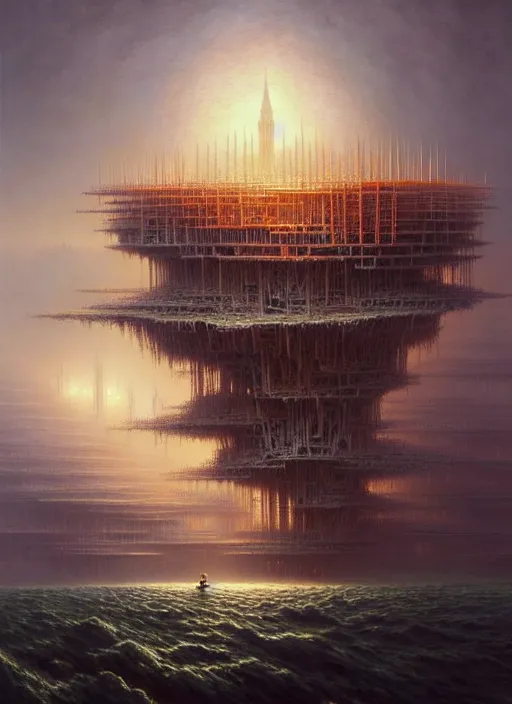 Image similar to a hyper - detailed 3 d render like a oil painting of the construction of a unified theory, surrealism!!!!! surreal concept art, lifelike, photorealistic, digital painting, aesthetic, smooth, sharp focus, artstation hd, by greg rutkowski, bruce pennington, valentina remenar and asher duran,