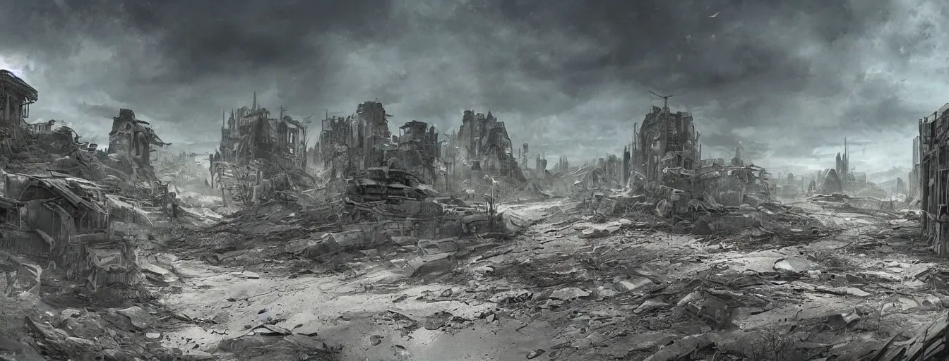 Image similar to post apocalyptic abandoned earth, cinematic, concept art