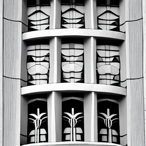 Prompt: monochromatic Art Deco architecture -4