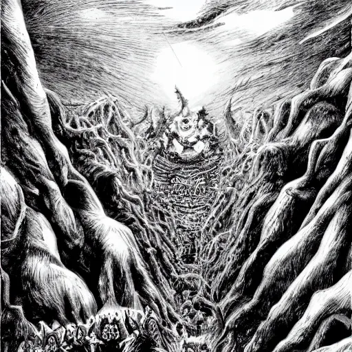 Image similar to the hills have eyes by kentaro miura, hyper-detailed