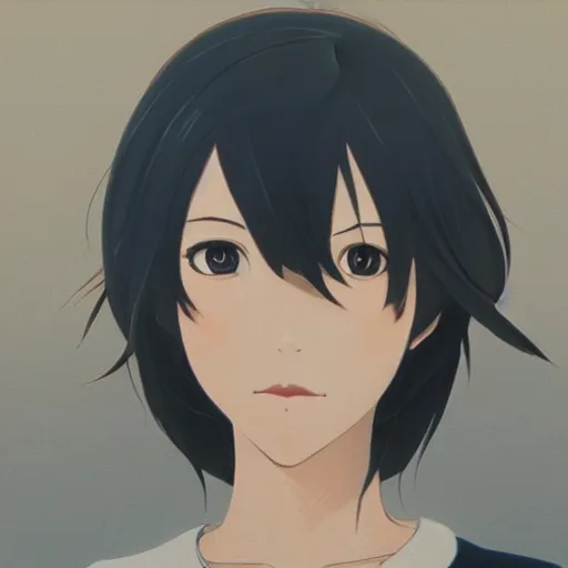 Image similar to A portrait of a woman with japanese cut hair, by Dice Tsutsumi, Makoto Shinkai,