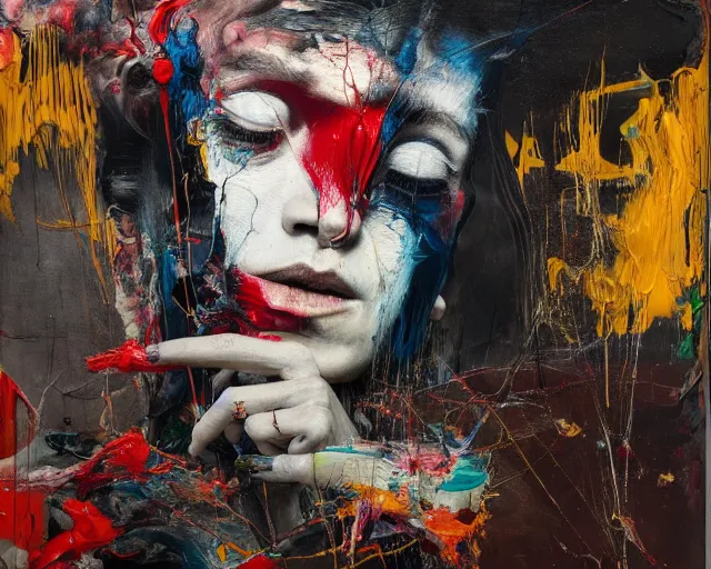 Image similar to otherworldly gallery of art, a brutalist designed, rich deep vivid colours, broad brush strokes!, painted by francis bacon, michal mraz, adrian ghenie, nicola samori, james jean and petra cortright, part by gerhard richter, part by takato yamamoto. 8 k masterpiece.